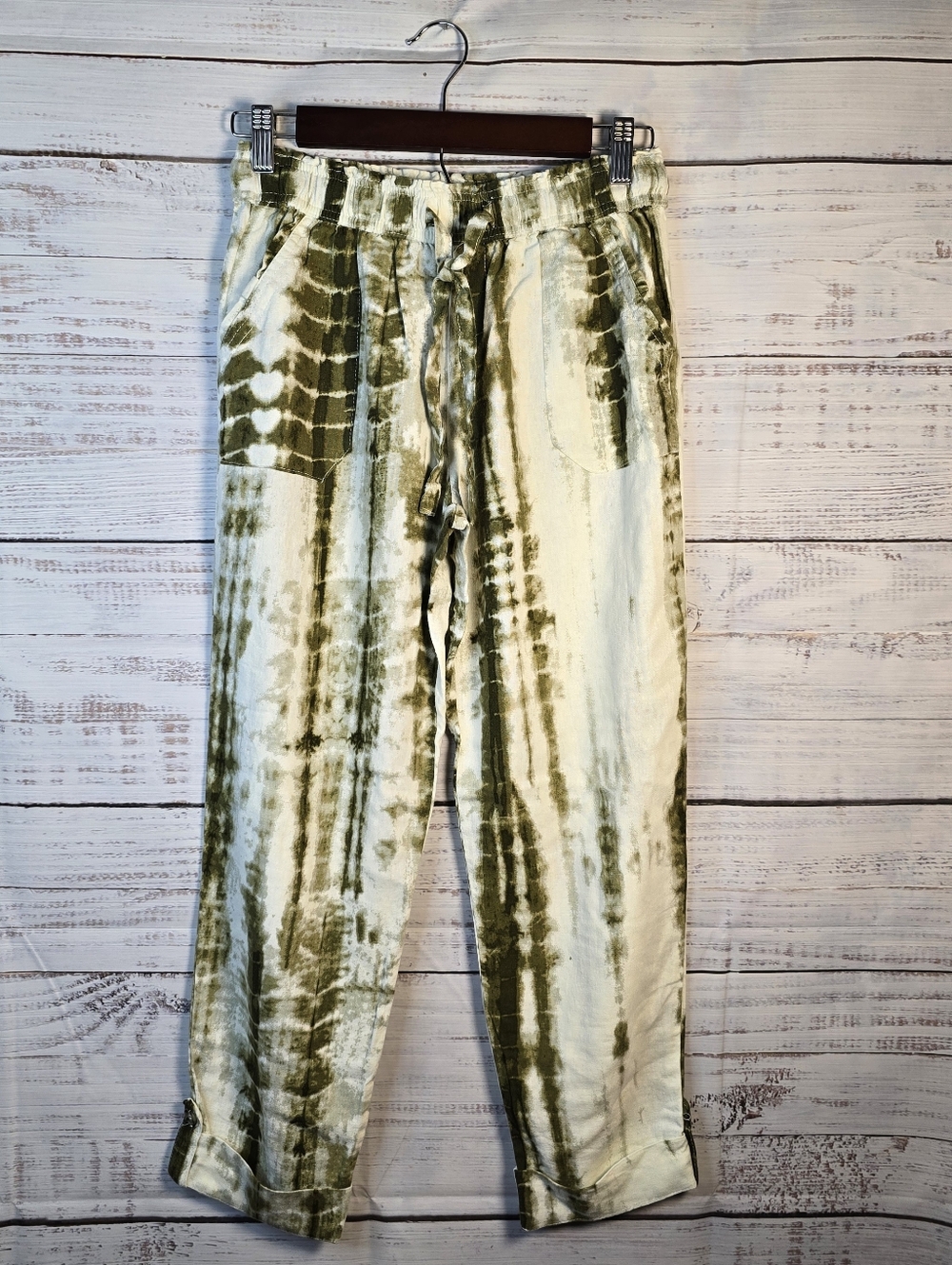 Rewash Medium Linen Blend Tie Dye Drawstring‎ Pants Boho Beach Casual
